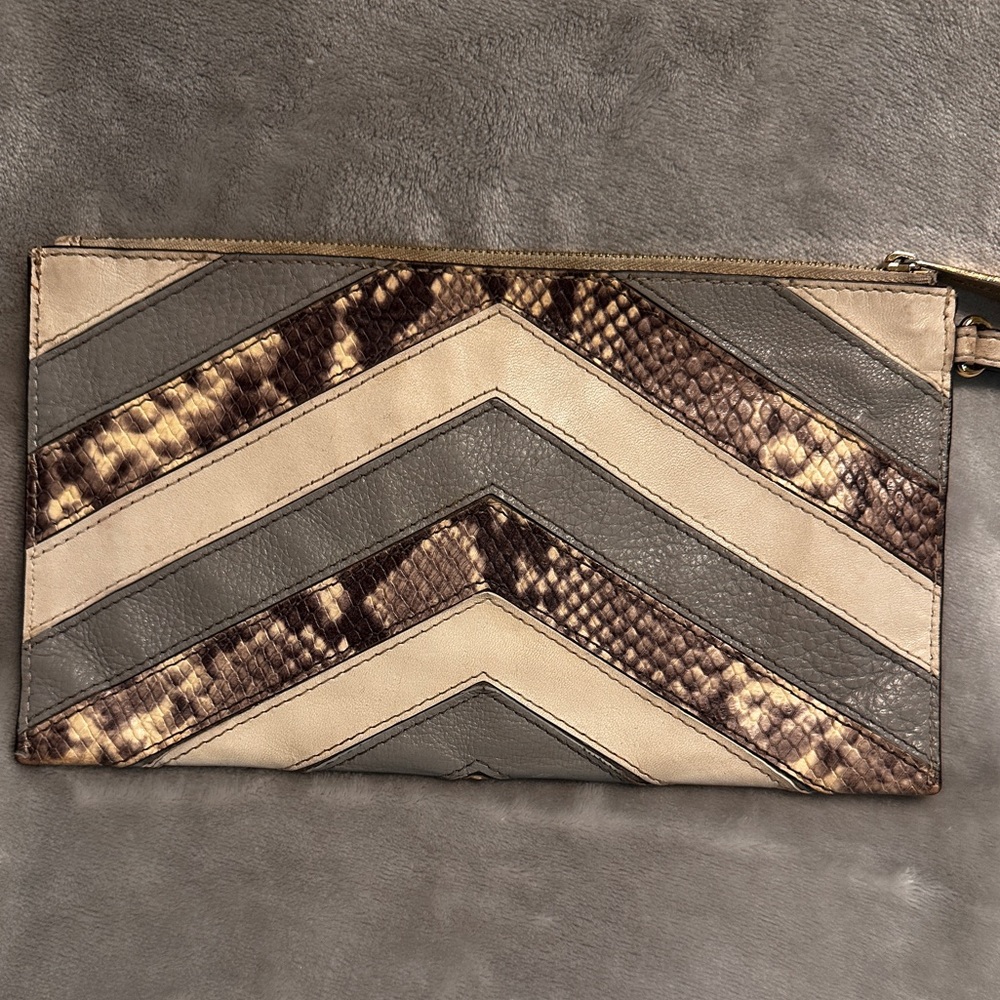 Michael Kors Metallic Python Envelope Clutch‎ – L… - image 2
